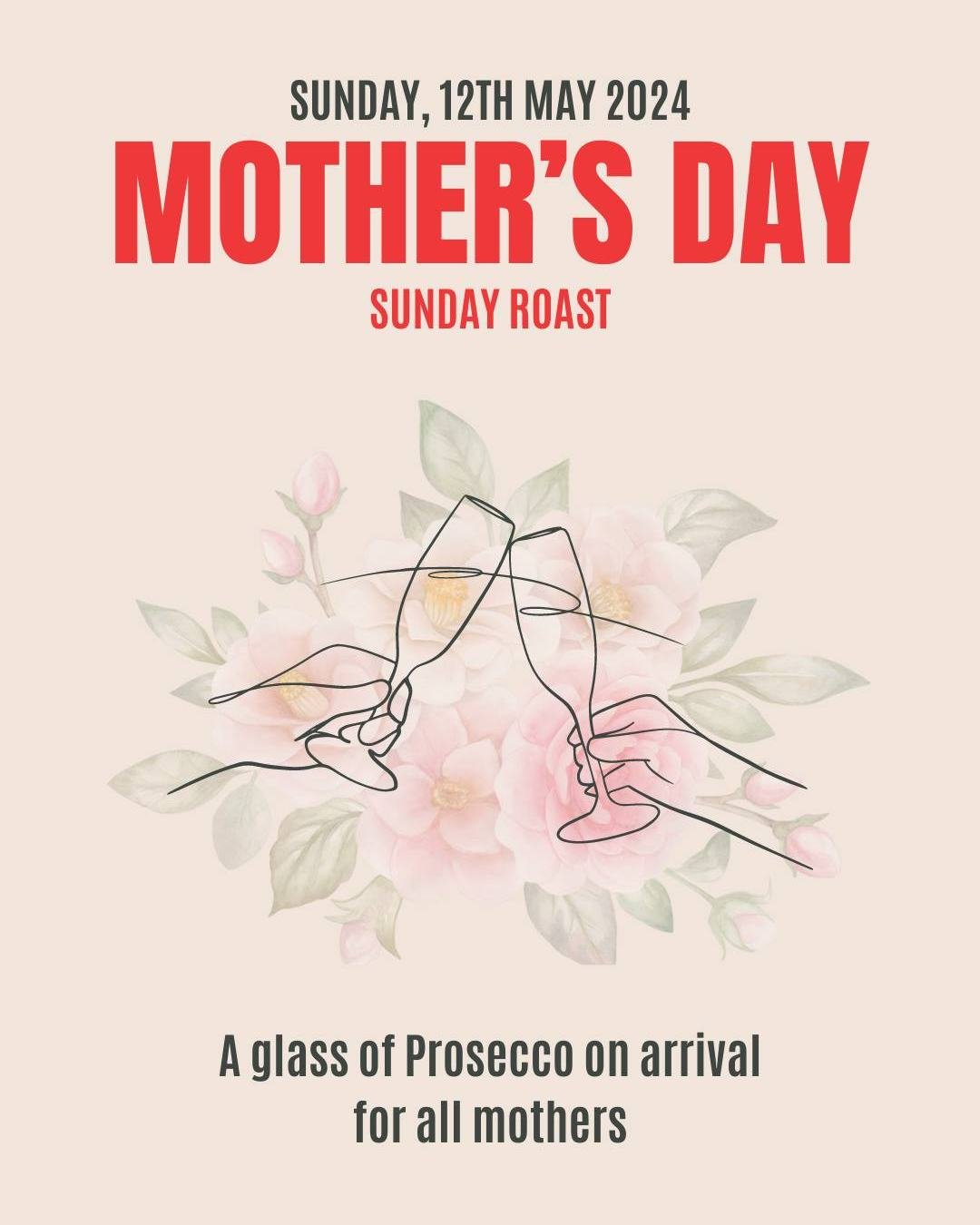 Tomorrow is Mother's Day - come join us for lunch! 

Bring your Mum down to enjoy our Sunday Roast or feast from the a la carte menu and we'll treat her to a glass of prosecco, on the house!

Make a booking: https://www.sevenrooms.com/reservations/ro