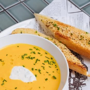 Warm up your lunch break tomorrow with a comforting classic.

Our Soup &amp; Cheese Toast brings together a bowl of roasted vegetable soup and golden sourdough cheese toast - it's a classic combination that just doesn't get old.

Tuck in every weekda