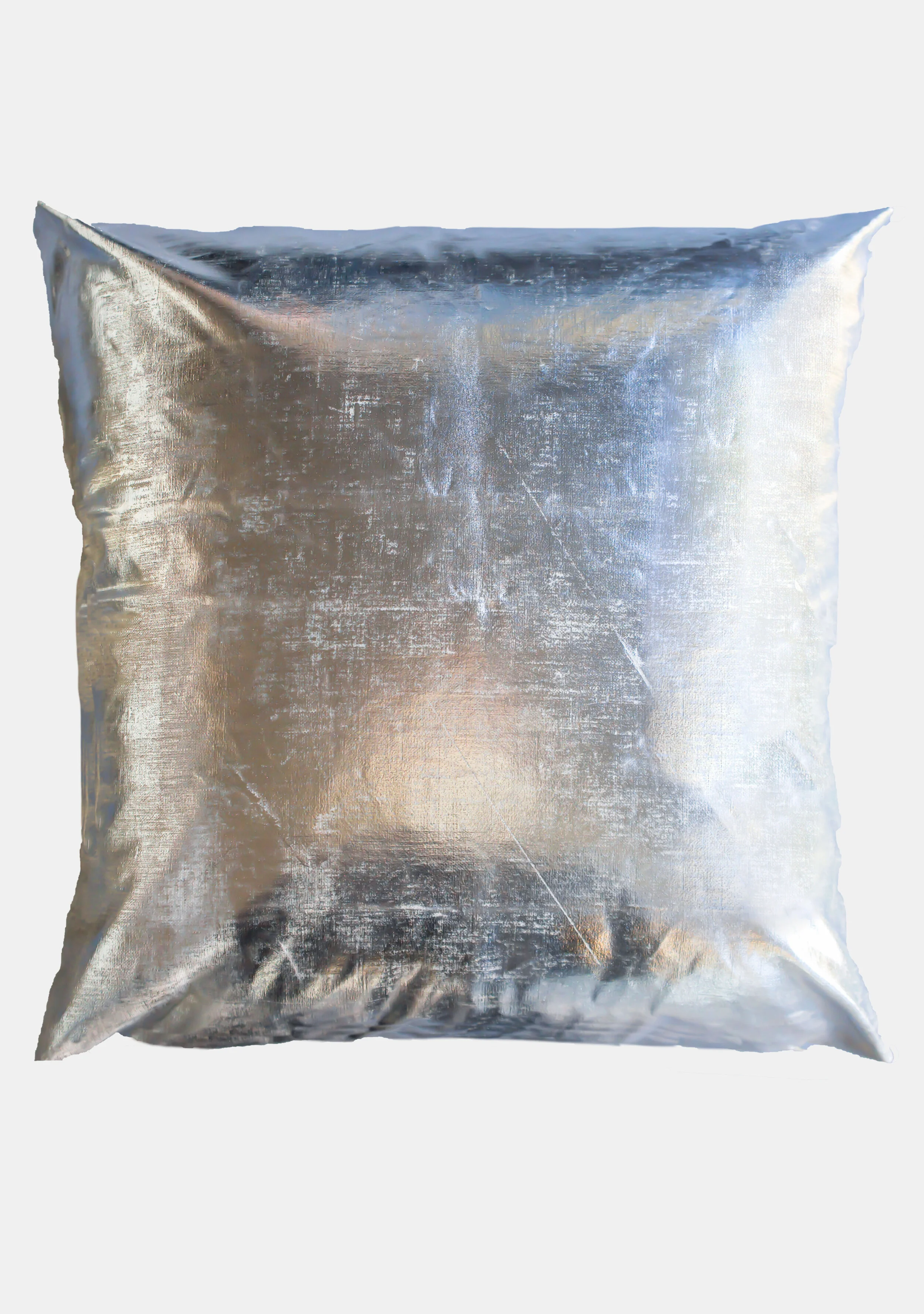 metallic silver pillow
