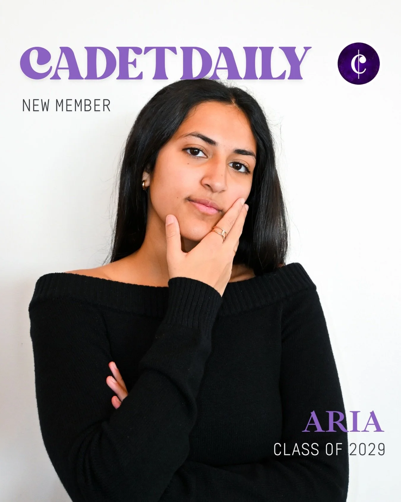 Introducing Aria! 💜 Straight from New Orleans, Louisiana, Aria joins us as an Alto 1/2 and a proud member of the Class of 2029, studying Economics &amp; Public Policy 📊📜.
Her current anthem? MEMORIES by Conan Gray 🎶✨.
This year, Aria is especiall