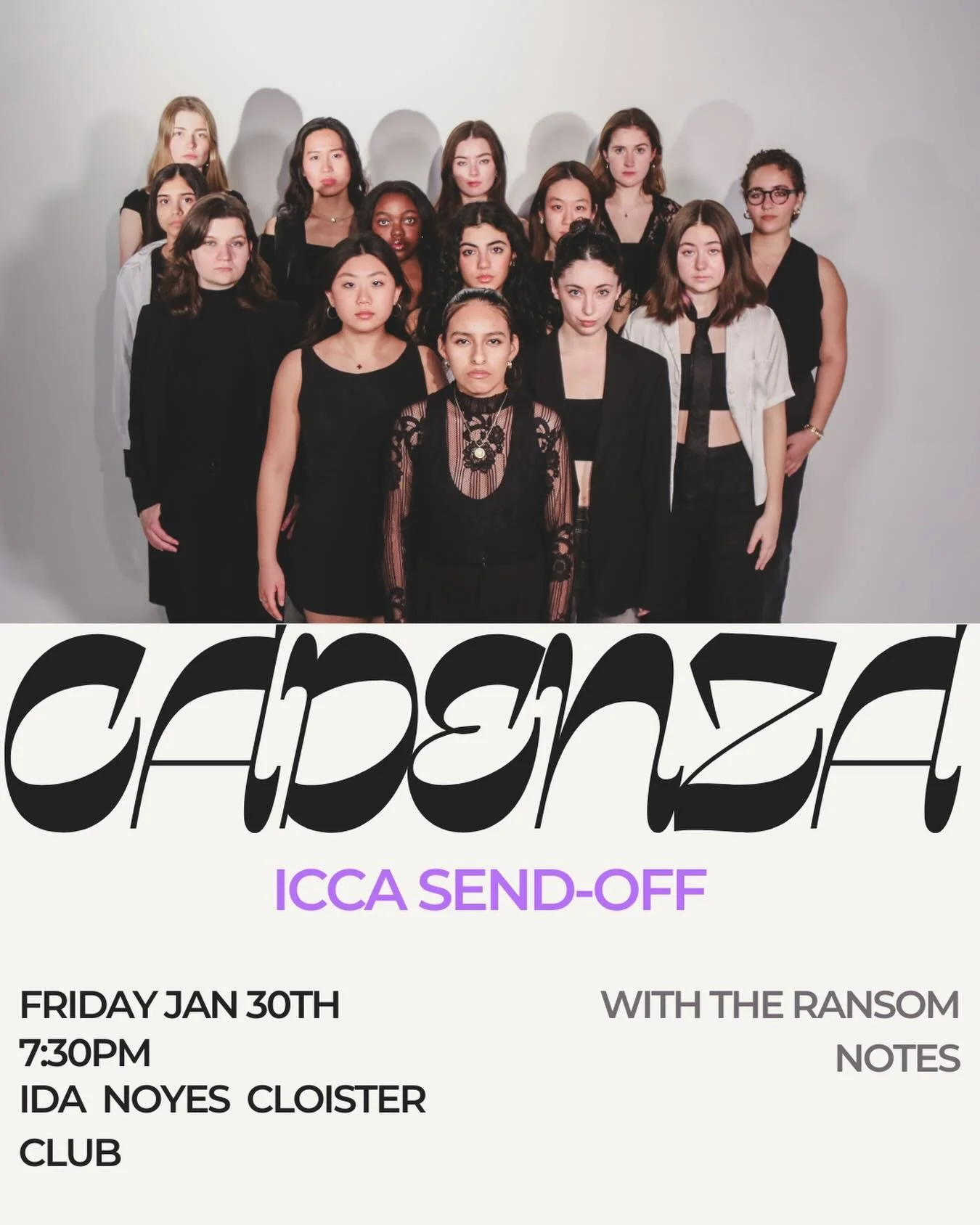 Join us this Friday at 7:30pm to watch our ICCA set as we get ready for our last week of preparation for the competition!!!

No need to buy tickets, we just ask that you come ready to watch and give feedback!!

Hope to see you there!! (and don&rsquo;
