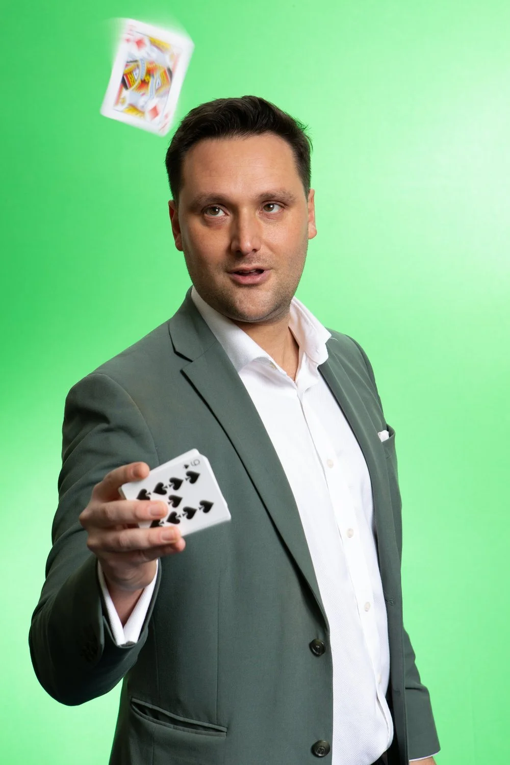 Card tricks in a studio