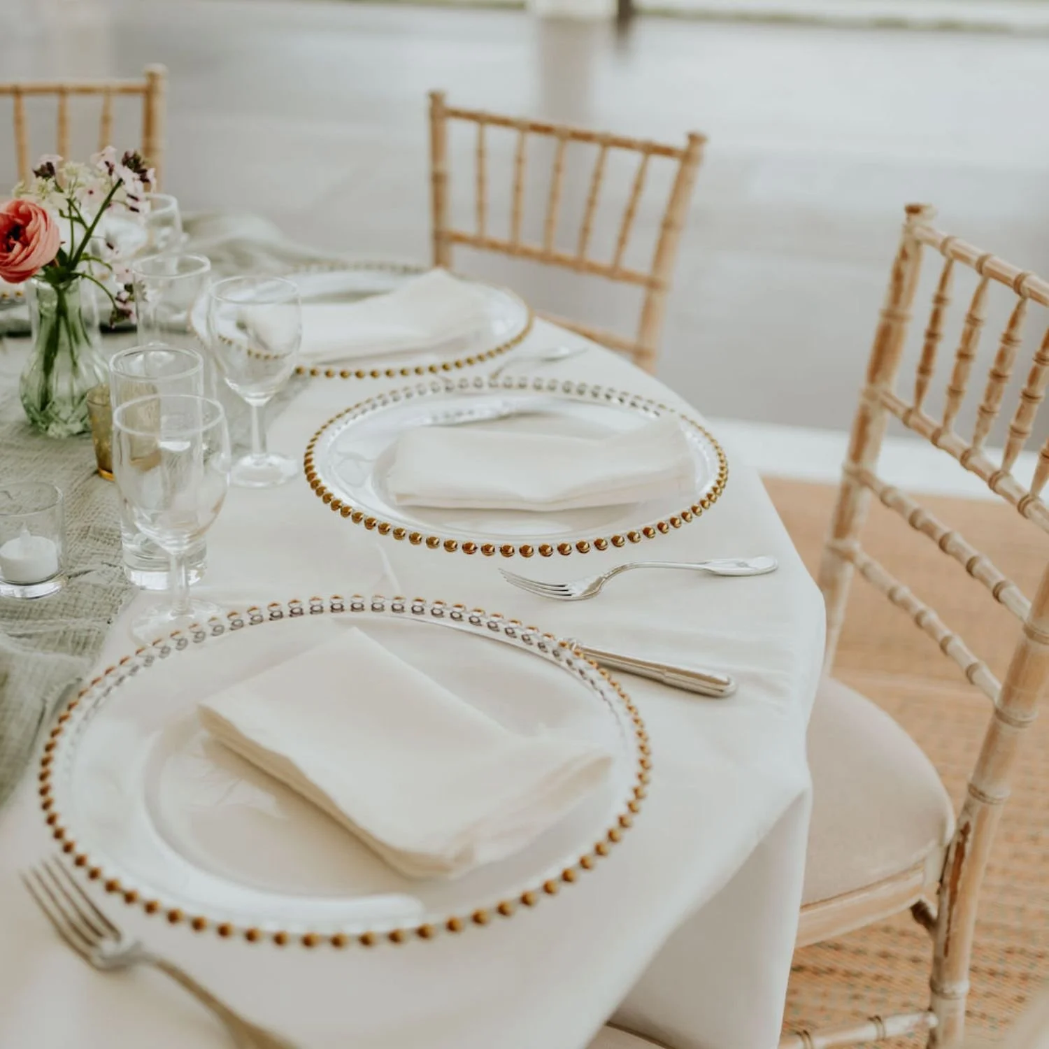 Glass Gold Beaded Charger Plate