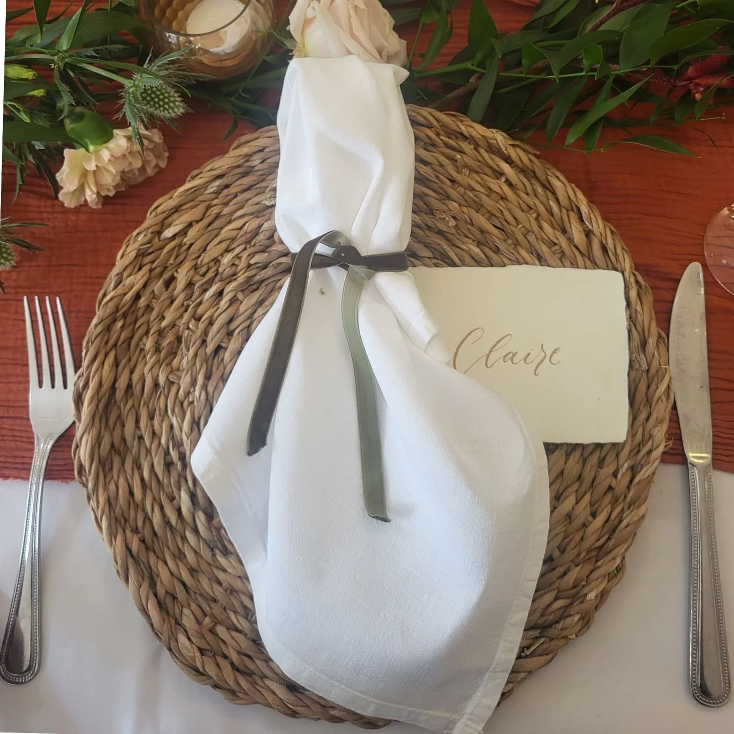 seagrass placemat wedding table Devon