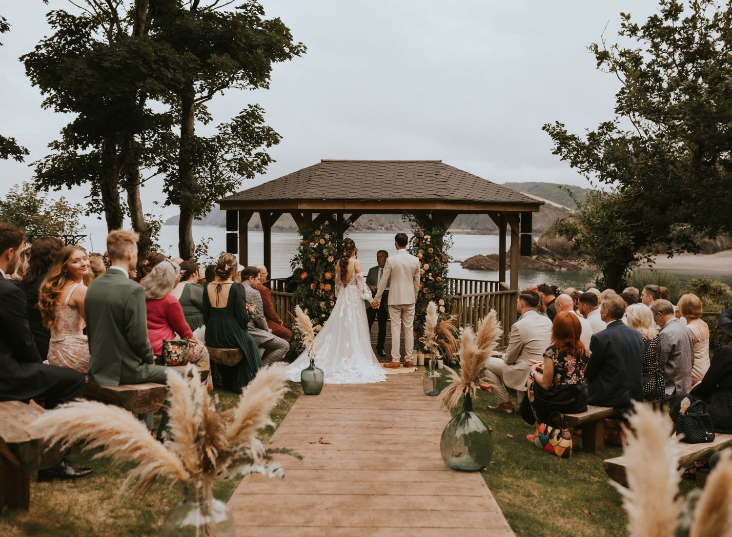 outdoor wedding ceremony at watermouth cove