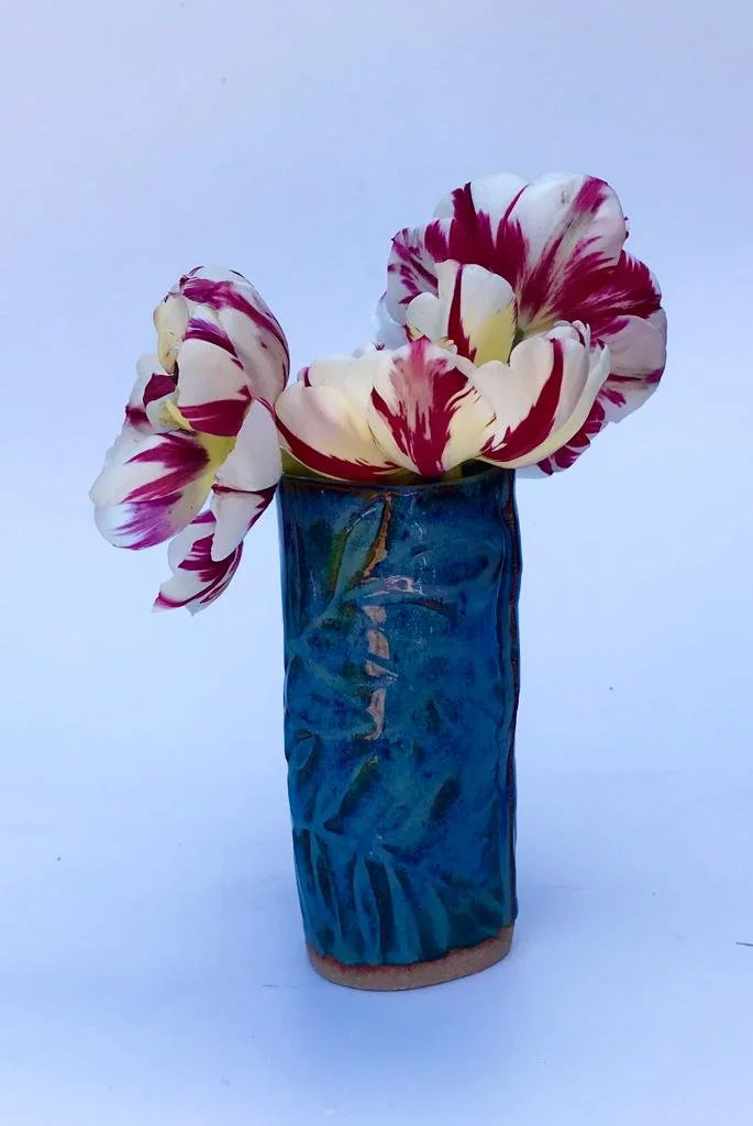 Medium Blue Stoneware Leaf & Branch Vase £40
