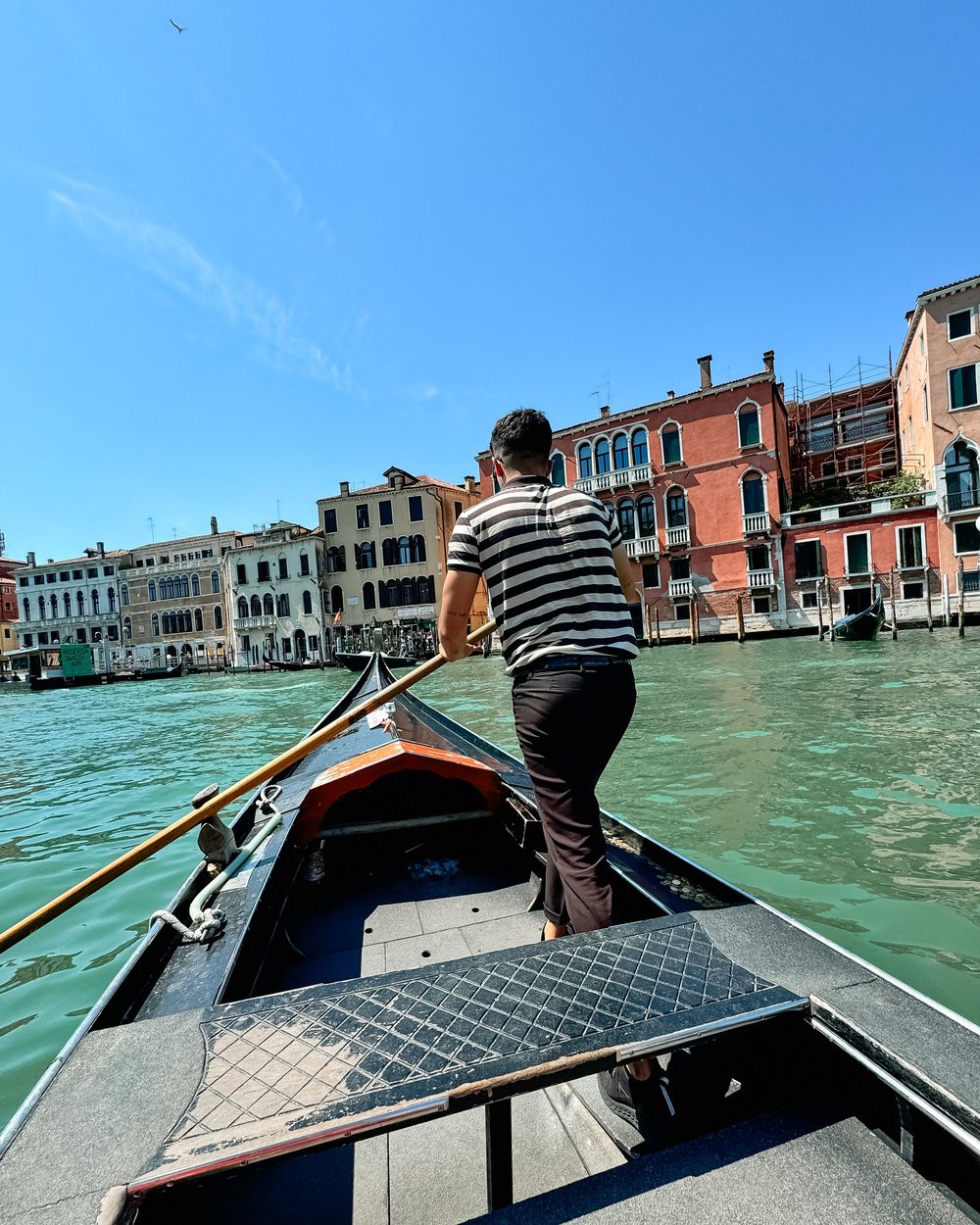  Crossing The Grand Canal in a traghetto, the gondola ferry in Venice, Italy.  