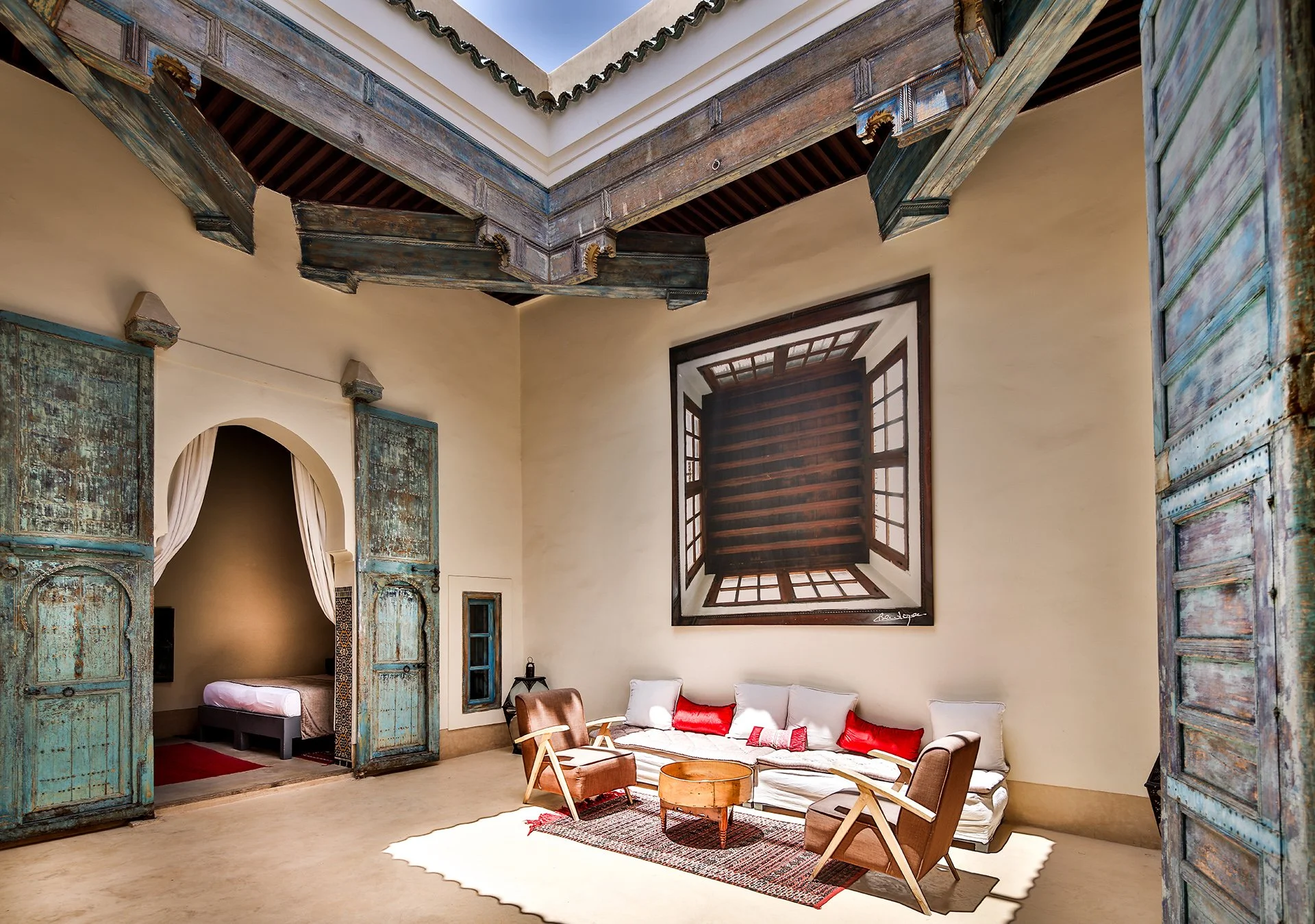 Luxury riad courtyard in Fes at ATLAS street photography journey and workshops