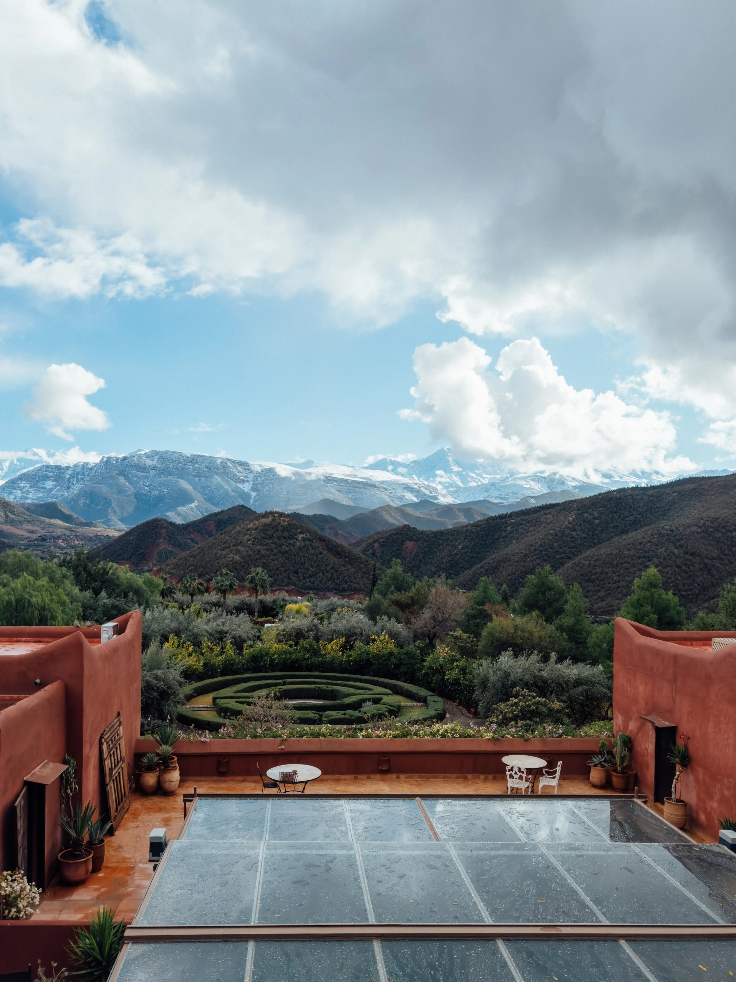 Dramatic and beautiful shot of the High Atlas Mountains from a retreat venue