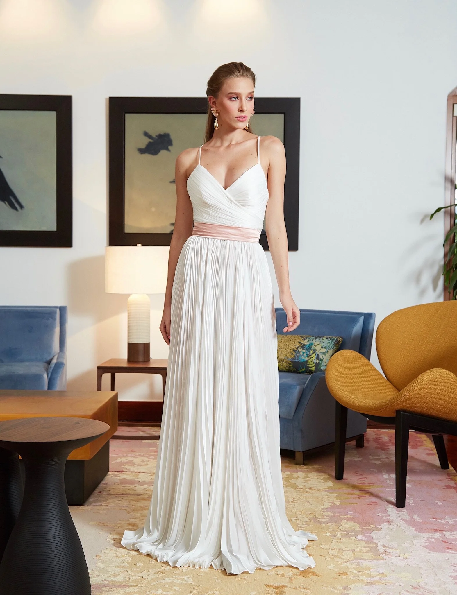 New Orleans White Silk Satin "Charlotte" Gown 