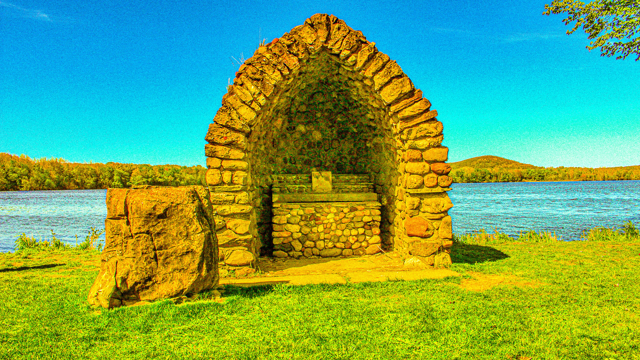 Rock Fireplace Saturated