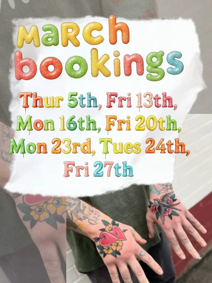 I&rsquo;m Now Back in Perth - Time FREE in March and April😇 Swipe for some tattoo appointment Dates and available designs @williampjkitely @fineline.between 

Would love to make some more Traditional Western or Eastern styles, Japanese Traditional, 