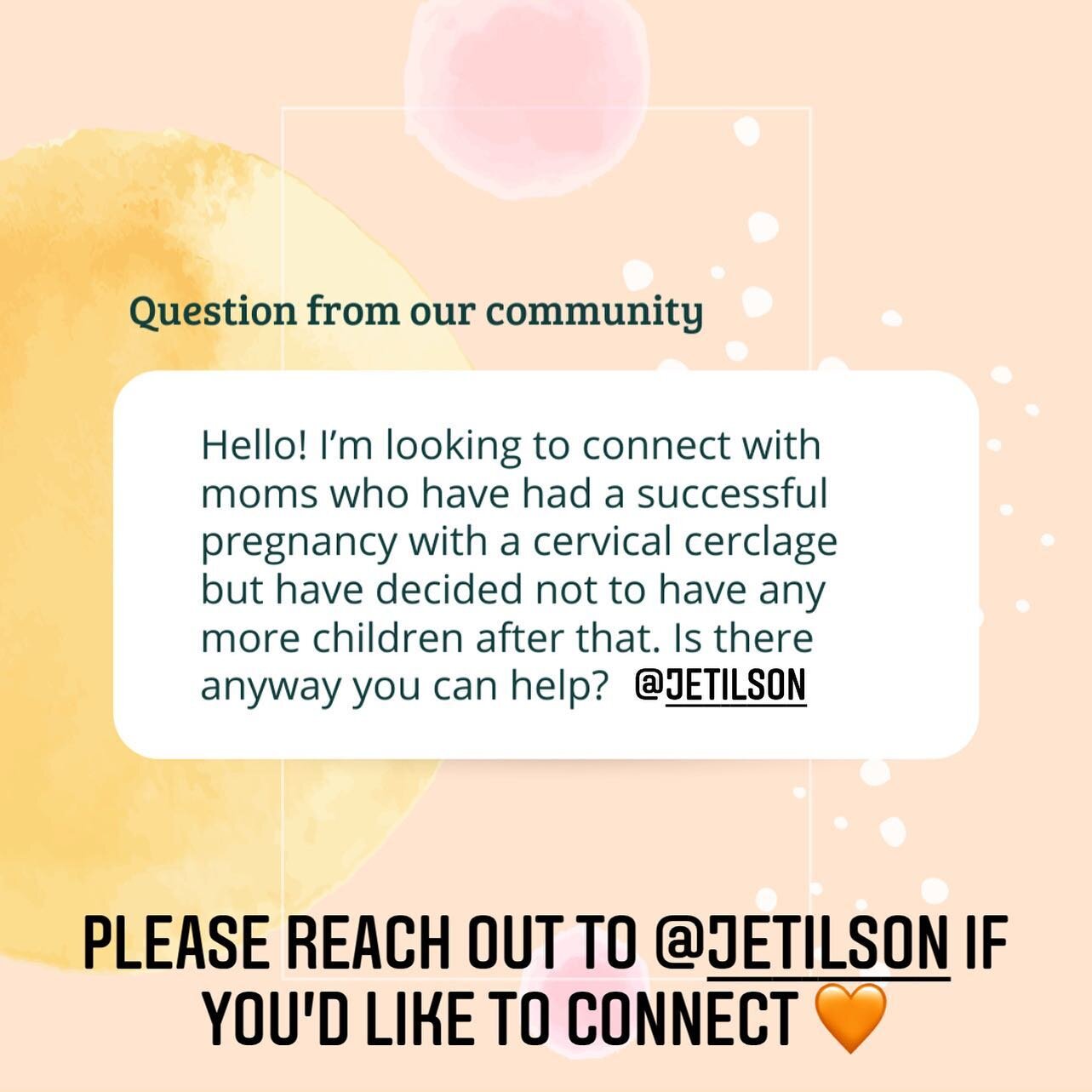 &ldquo;Hello! I&rsquo;m looking to connect with moms who have had a successful pregnancy with a cervical cerclage but have decided not to have any more children after that. Is there a way you could help? Thanks!&rdquo;
.
.
.
.
#incompetentcervix #com