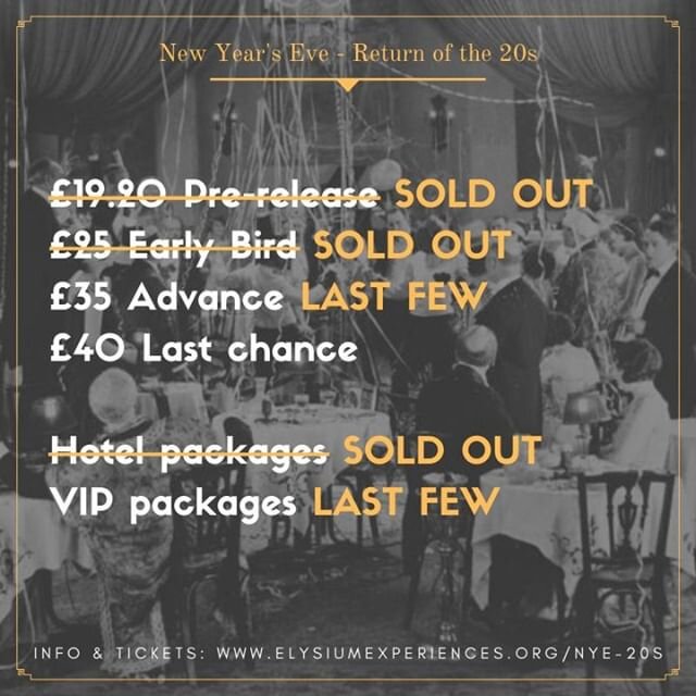 Last few tickets left for Return of the 20s ‼️ Join us on New Year's Eve for a 1920s extravaganza at @markethouse_rg1 organised by @elysiumexperiences &amp; @immers_us 
Live Jazz 🎵 Gambling Den 🎰 Burlesque 💃 Electro-Swing 🎧 Cocktails 🍸 Swing Dan