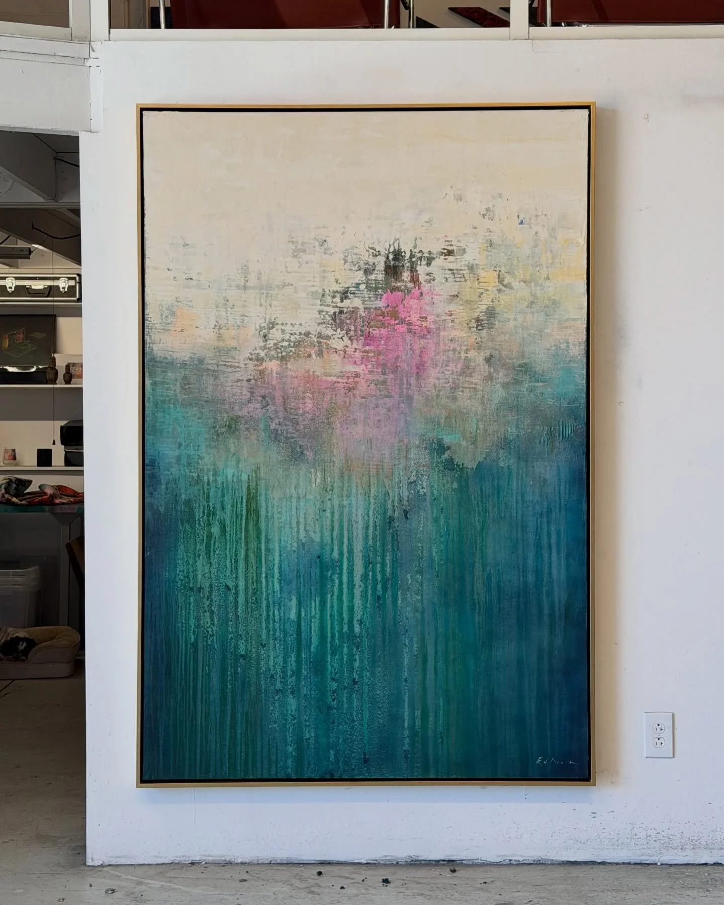 &lsquo;Spring Giverny&rsquo; 72 x 48&rdquo; - framed ready for the world