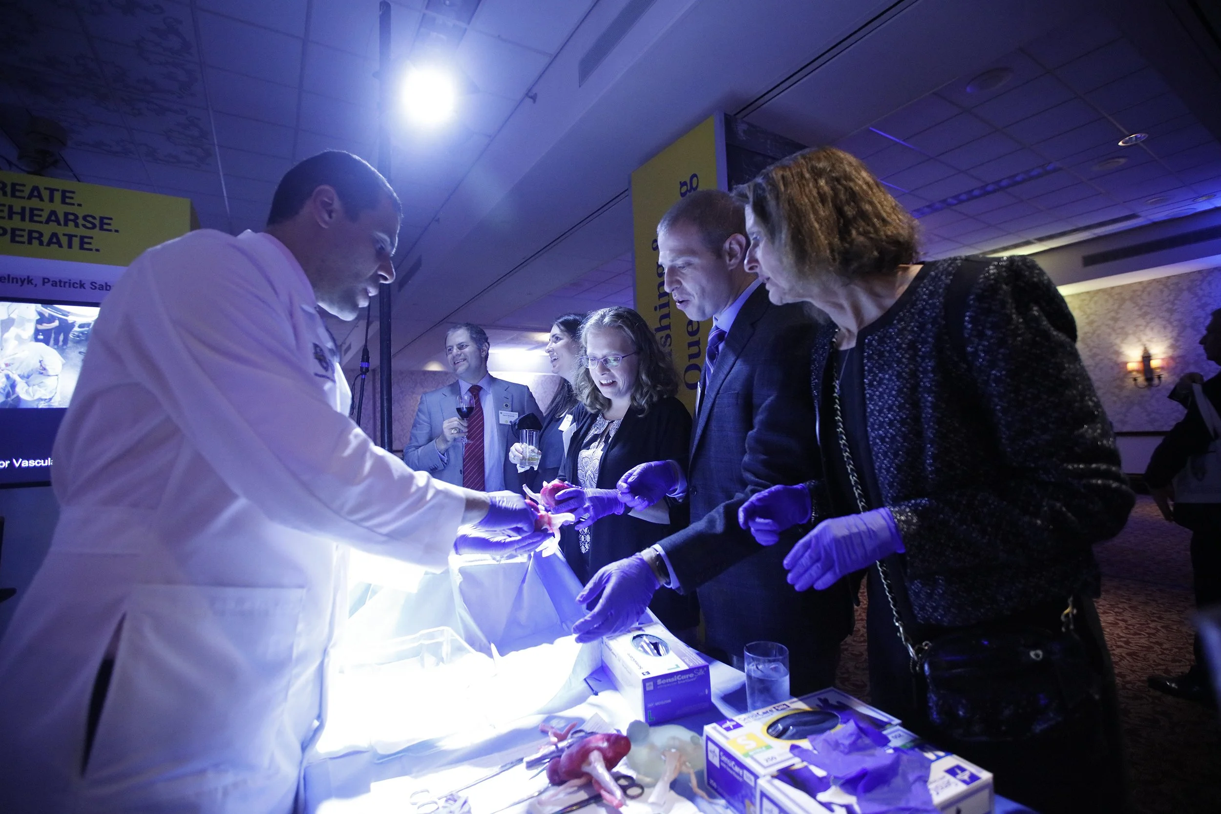  Dr. Ahmed Ghazi, assistant professor of Urology and director of the simulation innovation laboratory, demonstrates how surgeons rehearse their technique using 3-D printed organs. 