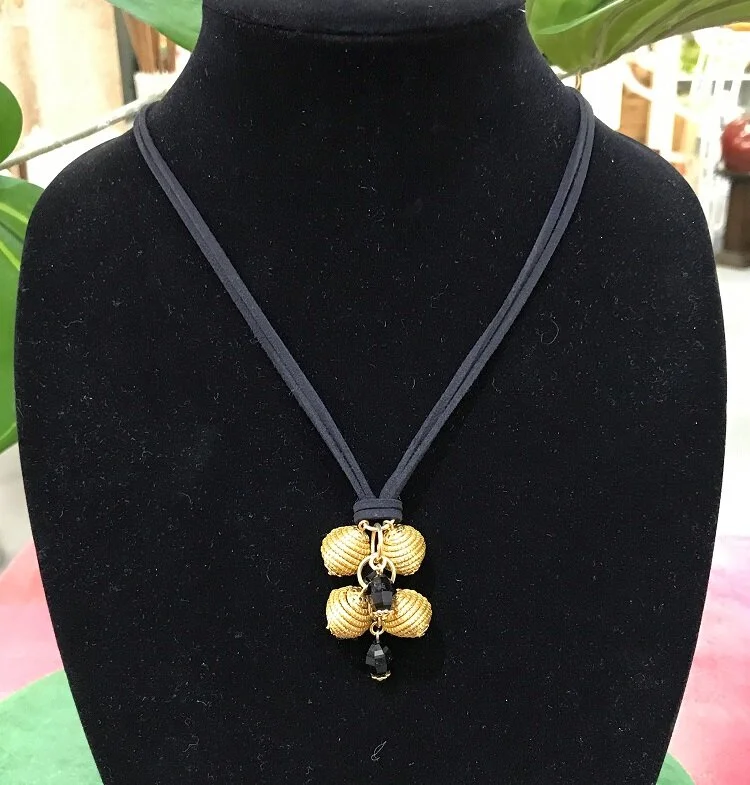 golden grass necklace cluster black suede tourmaline.JPG