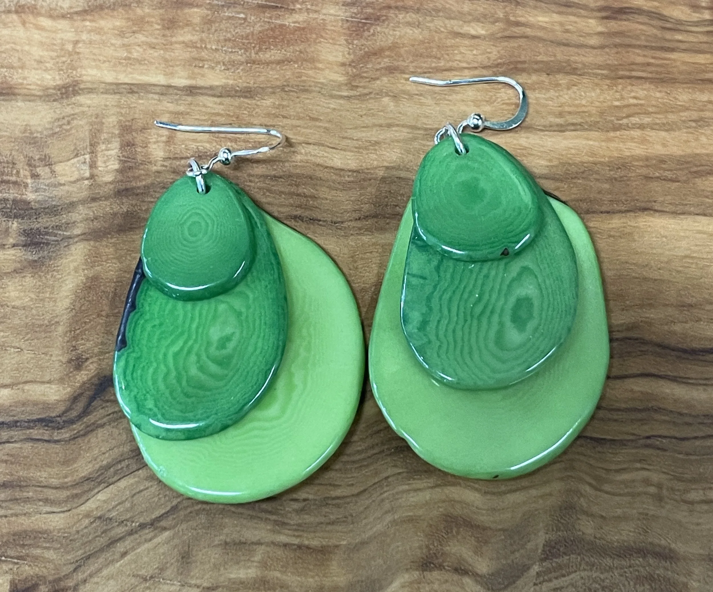 vegetable ivory 3 slice earrings green.JPG