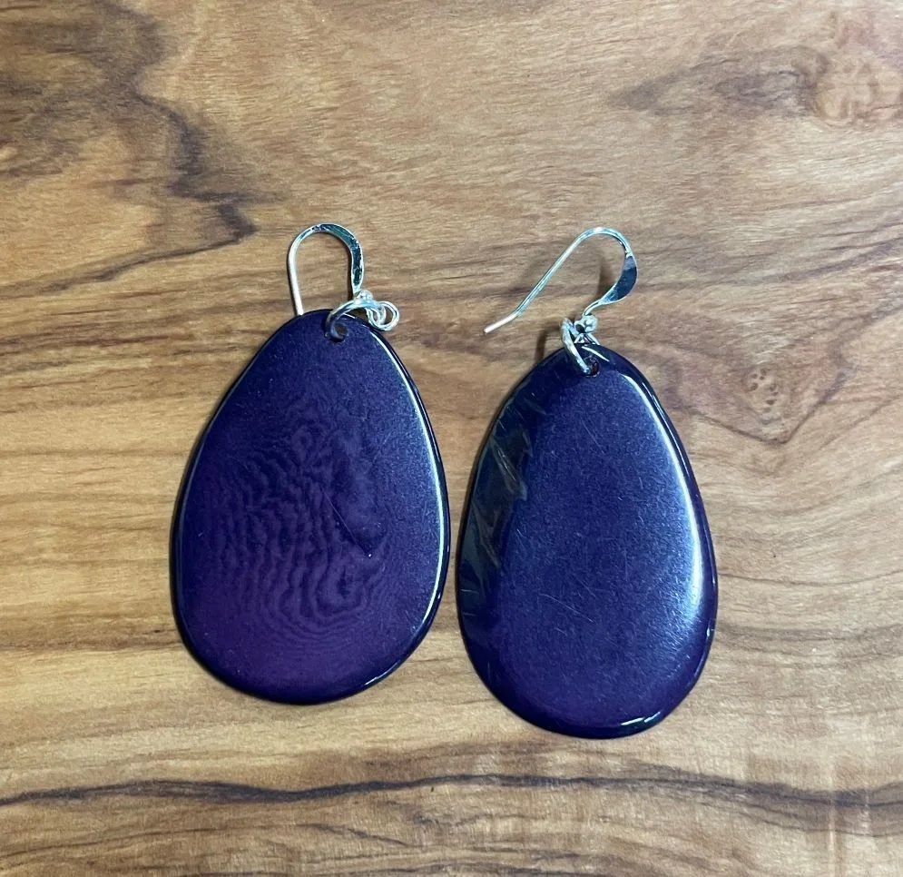 vegetable ivory 1 slice earrings navy.JPG