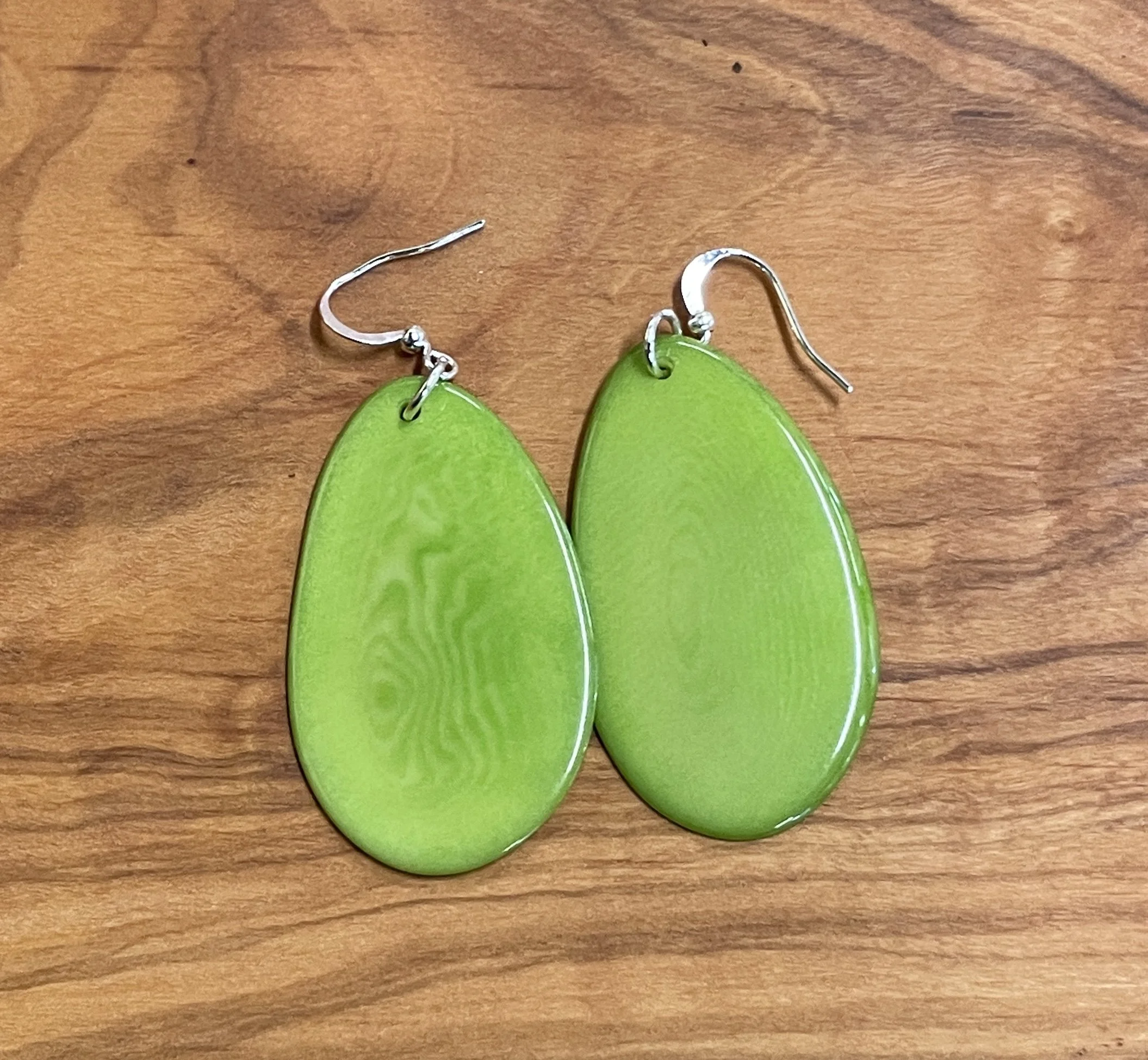 vegetable ivory  slice earrings lime green.JPG