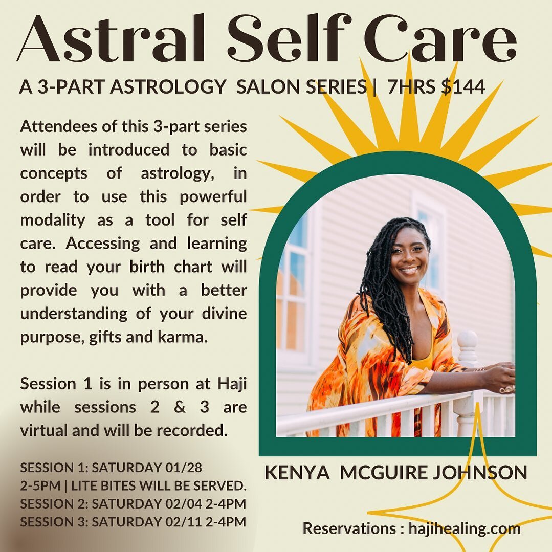 Kenya McGuire Johnson is an incredible human with a wealth of talent and experience that she&rsquo;s excited to share with the Haji community!

The first in a series of planned offerings centers her life-long study of and passion for astrology. In th