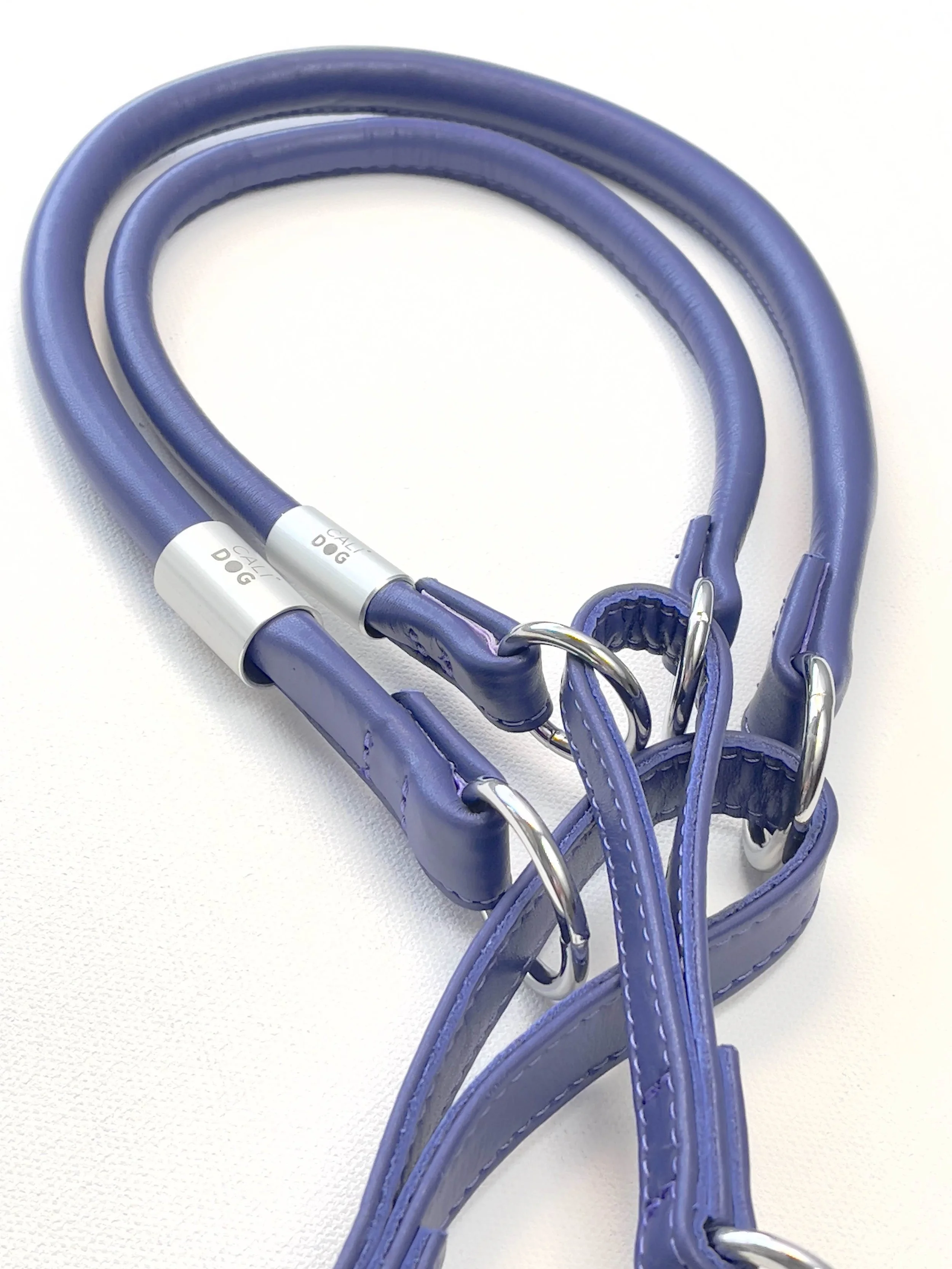 Martingale Dog Collar Purple Natural Leather — CALIDOG