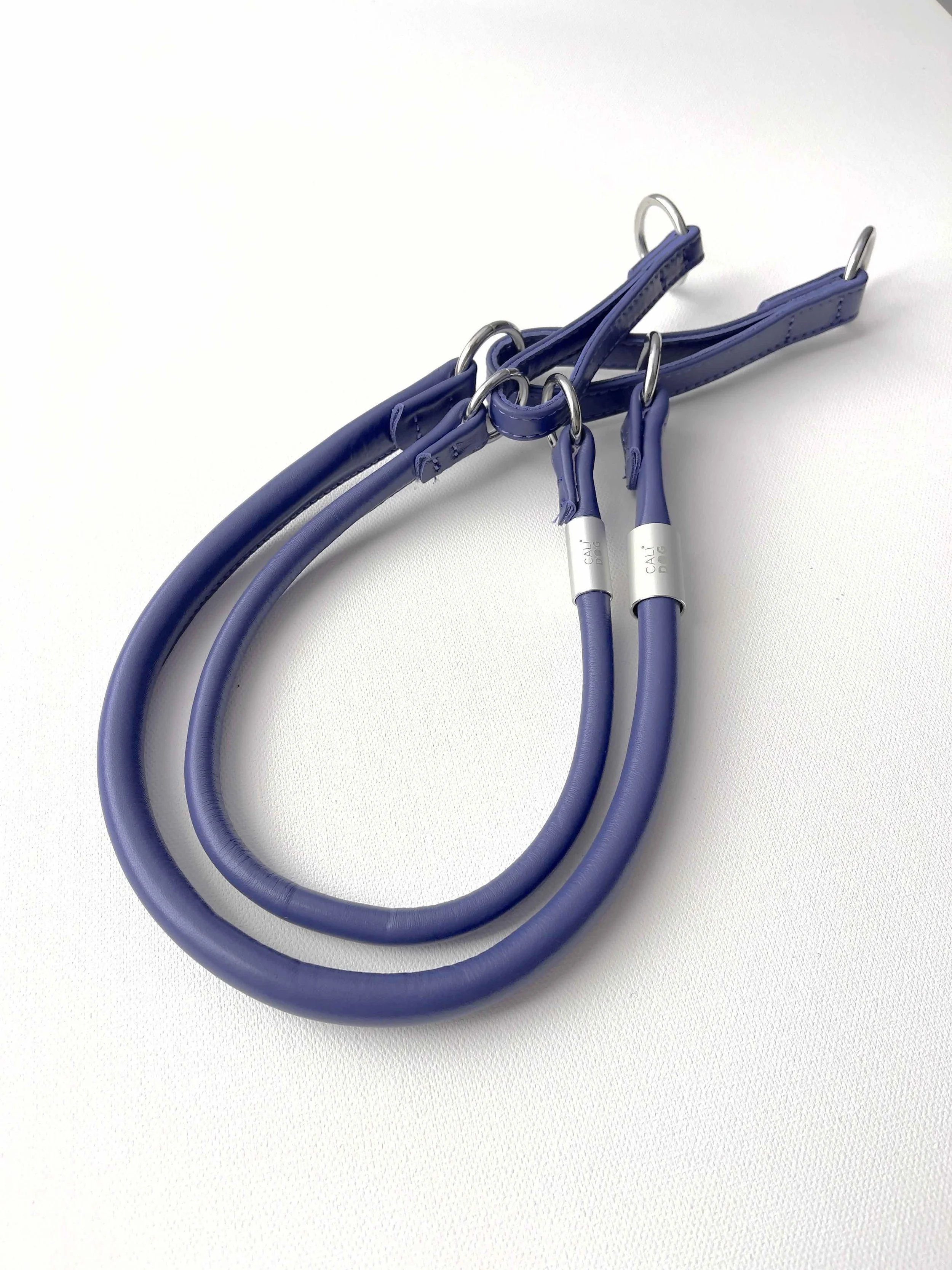 Martingale Dog Collar Purple Natural Leather — CALIDOG