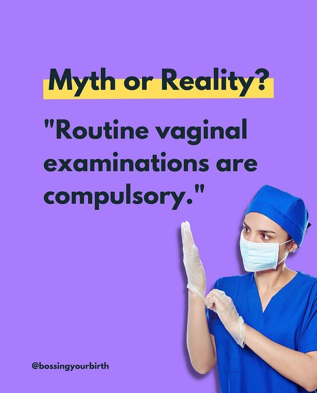 Do you know the answer? ⤵️
&bull;
&bull;

You do NOT have to have a vaginal examination (VE) at any point in your pregnancy or labour if you don't want it.

It's NHS policy to offer VEs during labour, but it's completely your choice if you want to ac