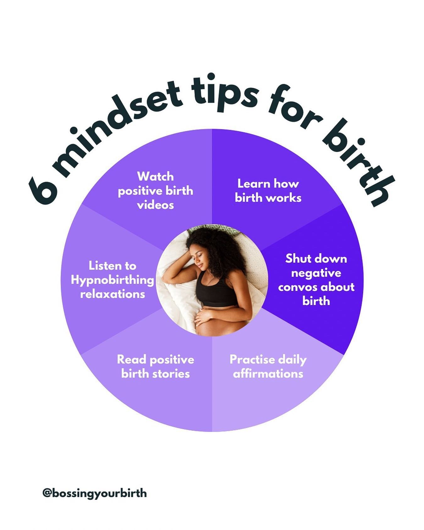 Approaching birth with a confident mindset is key!  Here are 6 practical things you can do to start feeling more positive! 🤰🏽⁠
⁠
Which one are you going to start with?⁠
⁠
#BirthPrep #BunInTheOven #SecondTrimester #BabyOnTheWay #PositiveBirth⁠