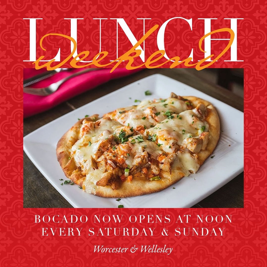 Exciting news! Our Worcester location now opens at noon every Saturday and Sunday serving lunch along with our full menu. Chef&rsquo;s lunch features soups, salads, cocas (flatbreads), montaditos (open-faced sandwiches), and bocadillos like our fried