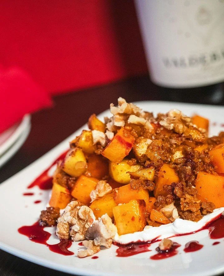 Tonight's obsession: BUTTERNUT &amp; APPLE SAUT&Eacute;⁠
⁠
Ground chorizo, Greek yogurt, toasted walnut, roasted beet-molasses⁠
⁠
Available in Worcester and Wellesley for a limited time!