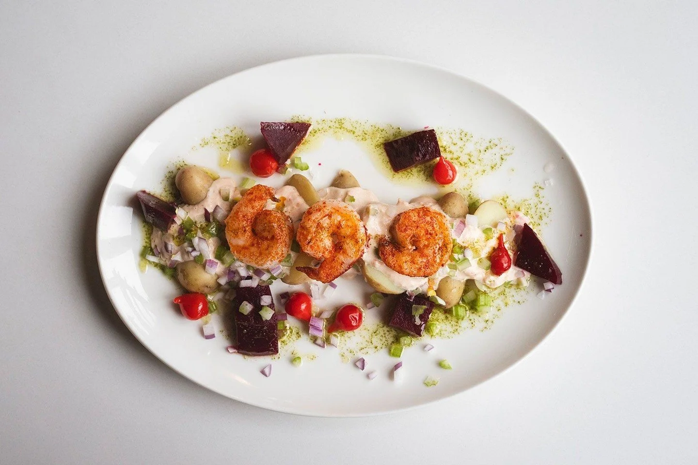 Not your average potato salad&hellip;⁠
⁠
Our FINGERLING POTATO SALAD brings the flavor&mdash;layered with shrimp mayo, roasted beets, celery, red onion, sweet pepper drops, roasted shrimp, basil oil, and a touch of sea salt. Bright, savory, and just 