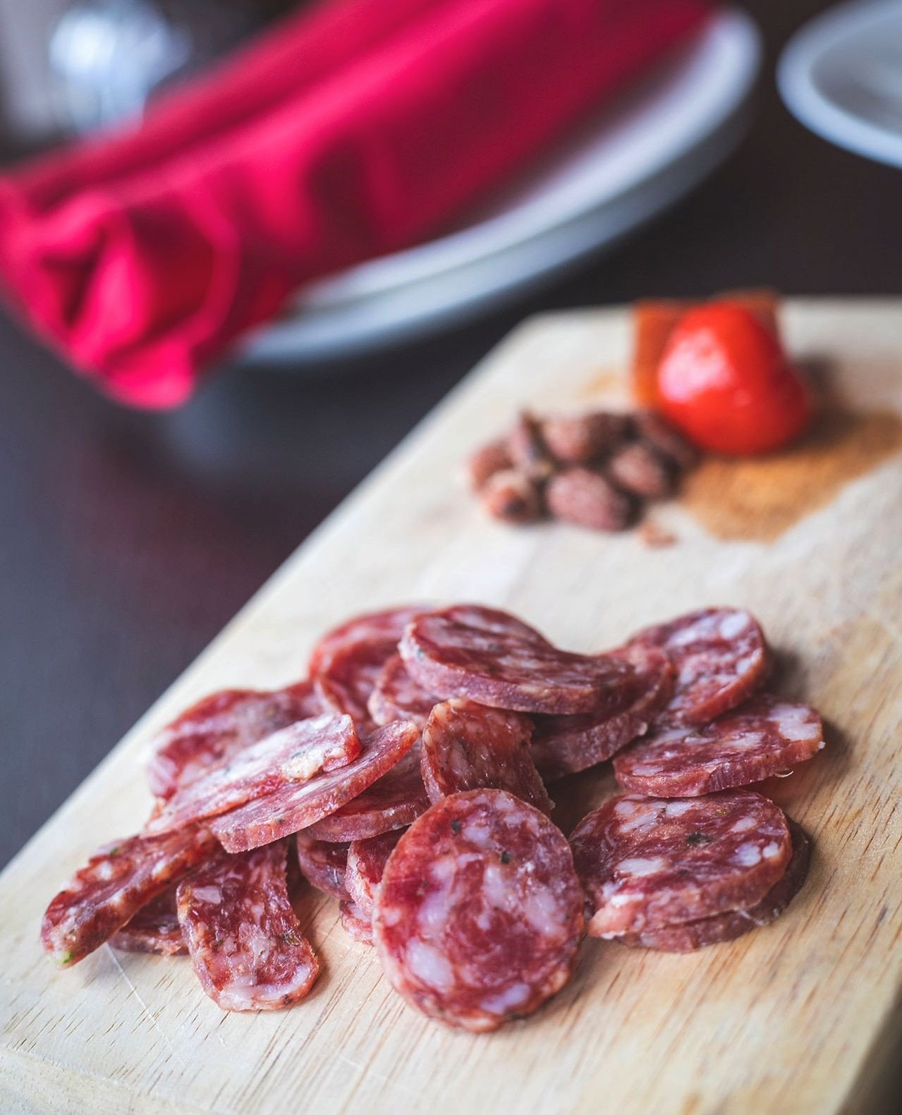 Your first move at Bocado: charcuter&iacute;a for the table and wine in the glasses.⁠
⁠
This month, make it our featured HARD CIDER SALAMI from Maine. Simple, savory, and exactly the kind of bite that gets a night of tapas started right.⁠
⁠
Reservati