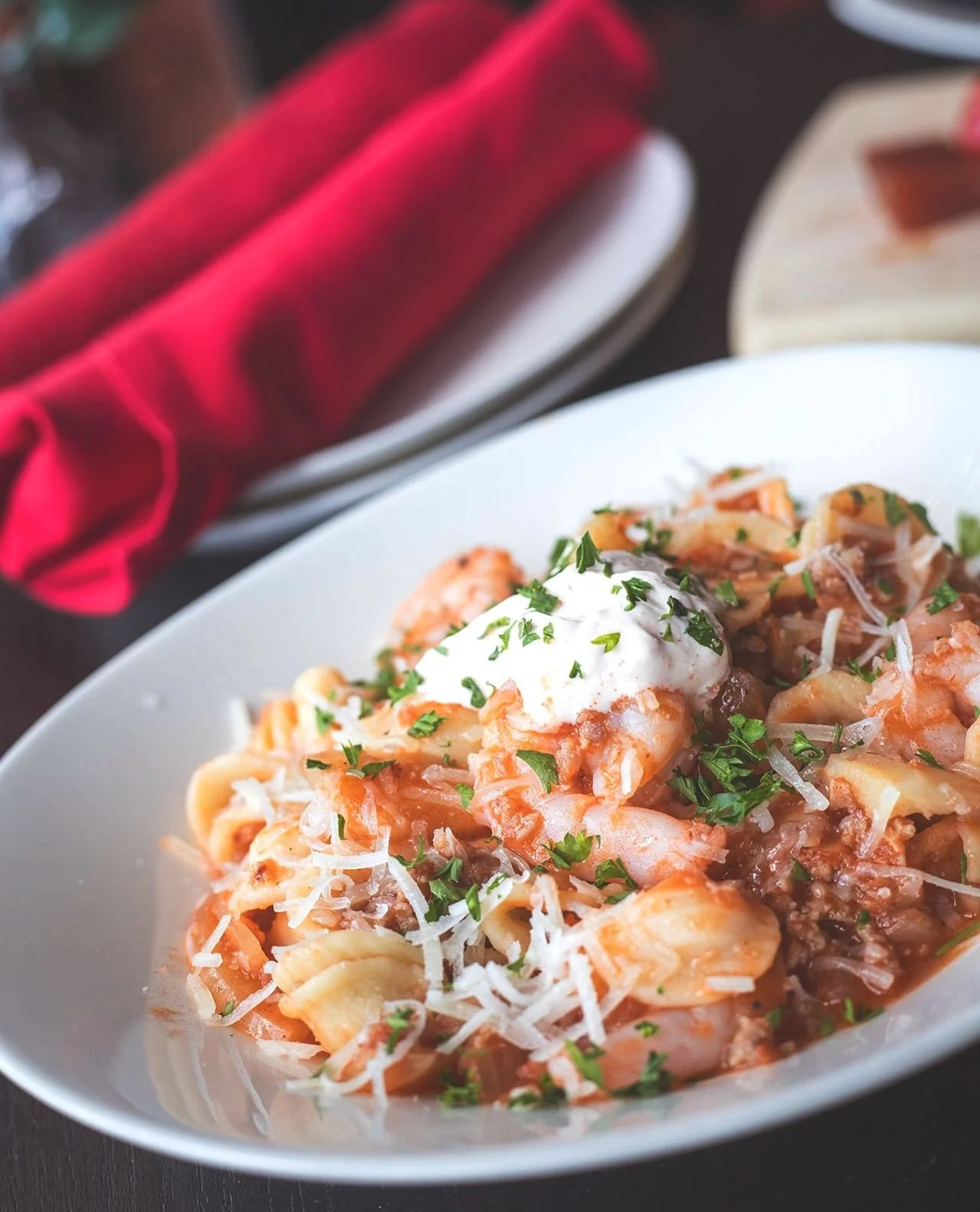 Saut&eacute;ed shrimp. Italian sausage. Braised fennel tomato sauce. Manchego. Aleppo crema.⁠
⁠
Catch our Shrimp &amp; Orecchiette while it&rsquo;s still on special.