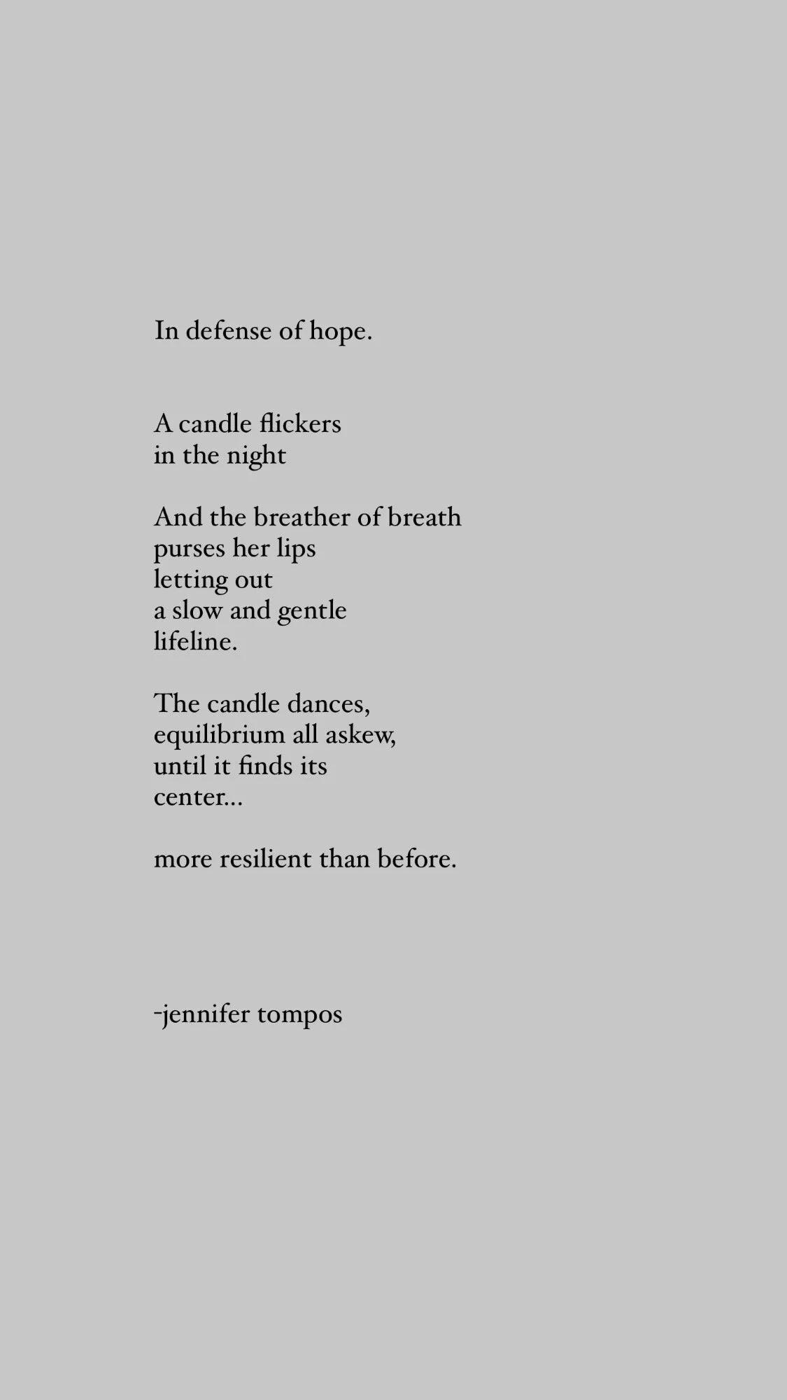 In Defense of Hope.   by Jennifer Tompos