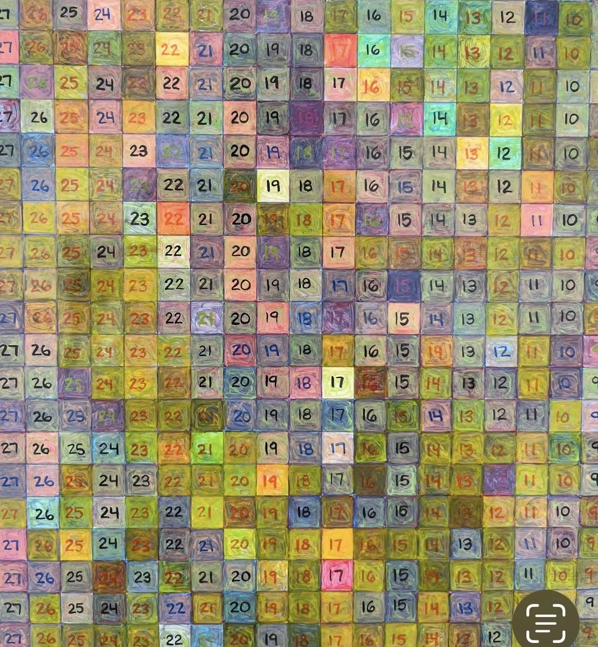 Charles Gaines artwork with numbers on squares in an illustration