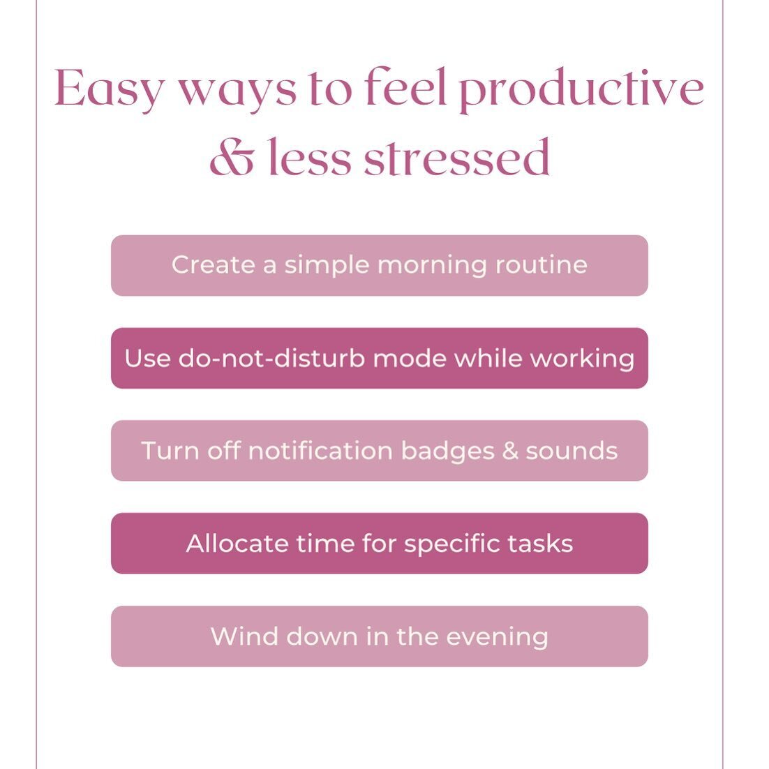 If it&rsquo;s ✨ been a week ✨ and it&rsquo;s only Wednesday - implement some of these steps to make the most of the remaining week so you can enjoy your Long Weekend!
Do not disturb and time allocation are my faves at the moment 🙌🏼 and you&rsquo;ve