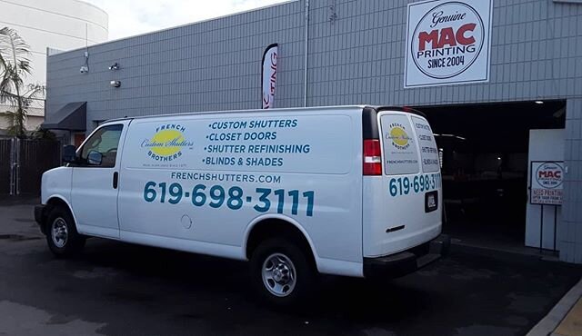 Check out this print &amp; installation of vehicle graphics we did for French Brothers Custom Shutters! #vehiclegraphics #vehiclewrap #vinyl #custom #installation #printshop #printshoplife #macprinting #lamesa #sandiego #lemongrove
