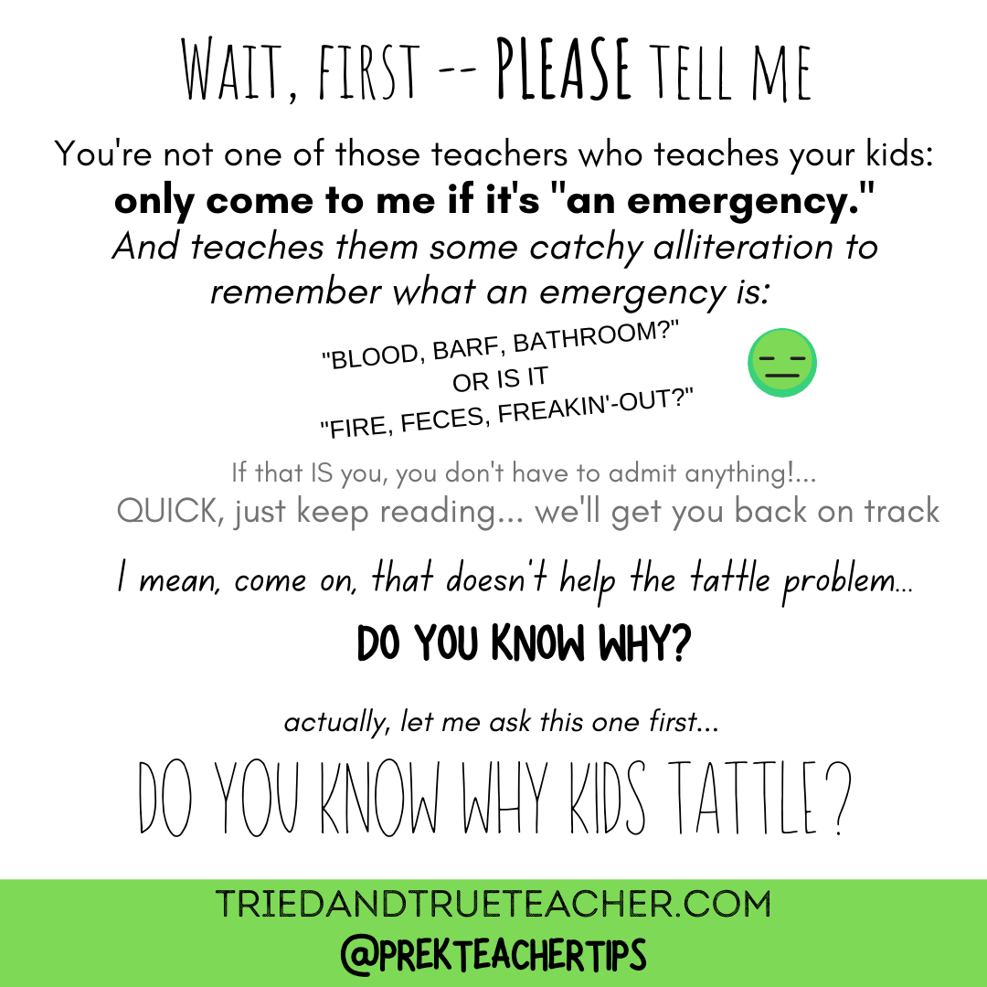 triedandtrueteacher.com preschool teachers struggling with kids tattling too much, use your words, strategy to help with tattling, help kids to share