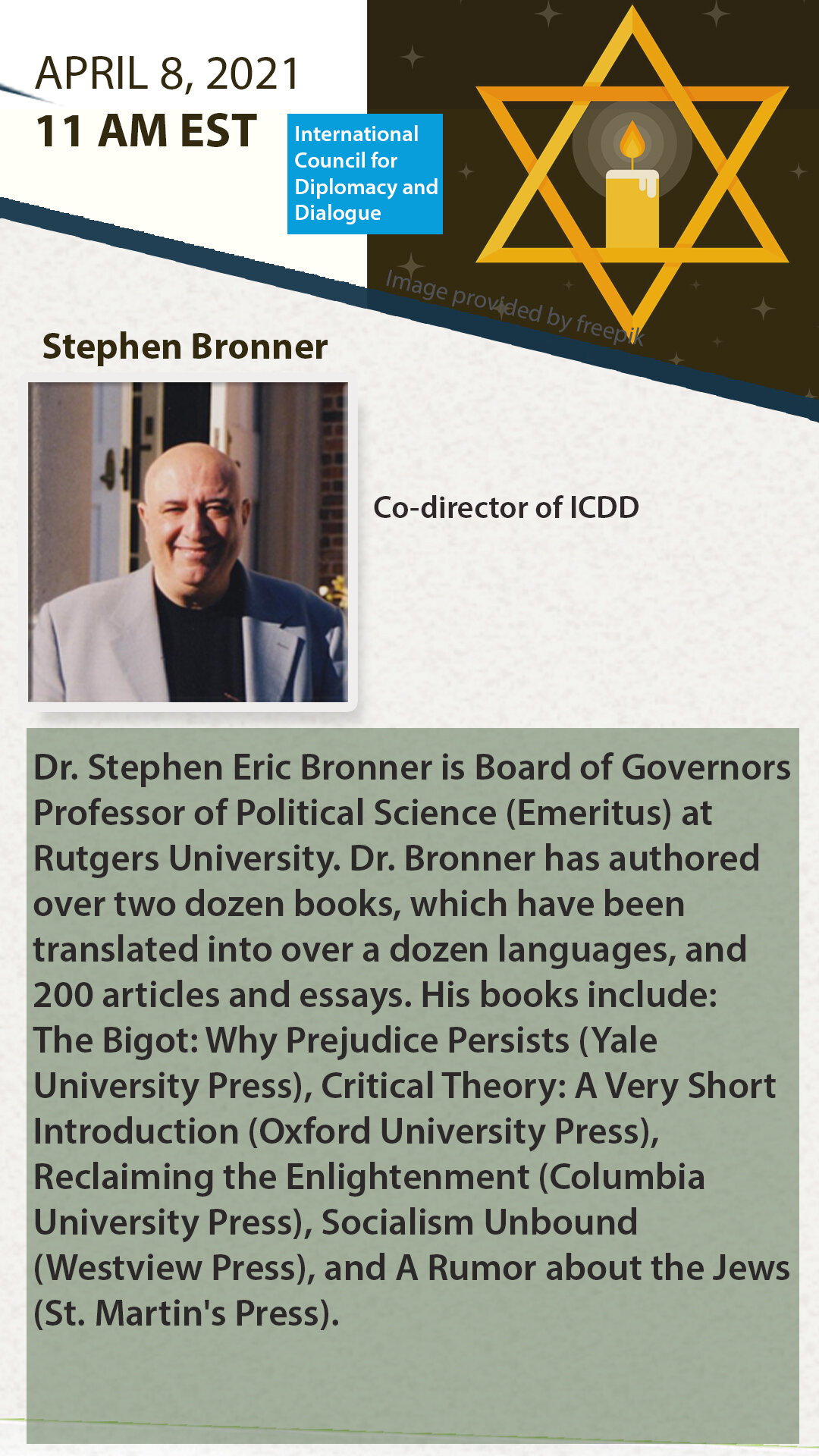 ICDD Symposium on Holocaust Education 2 flyer Stephen Bronner.jpg