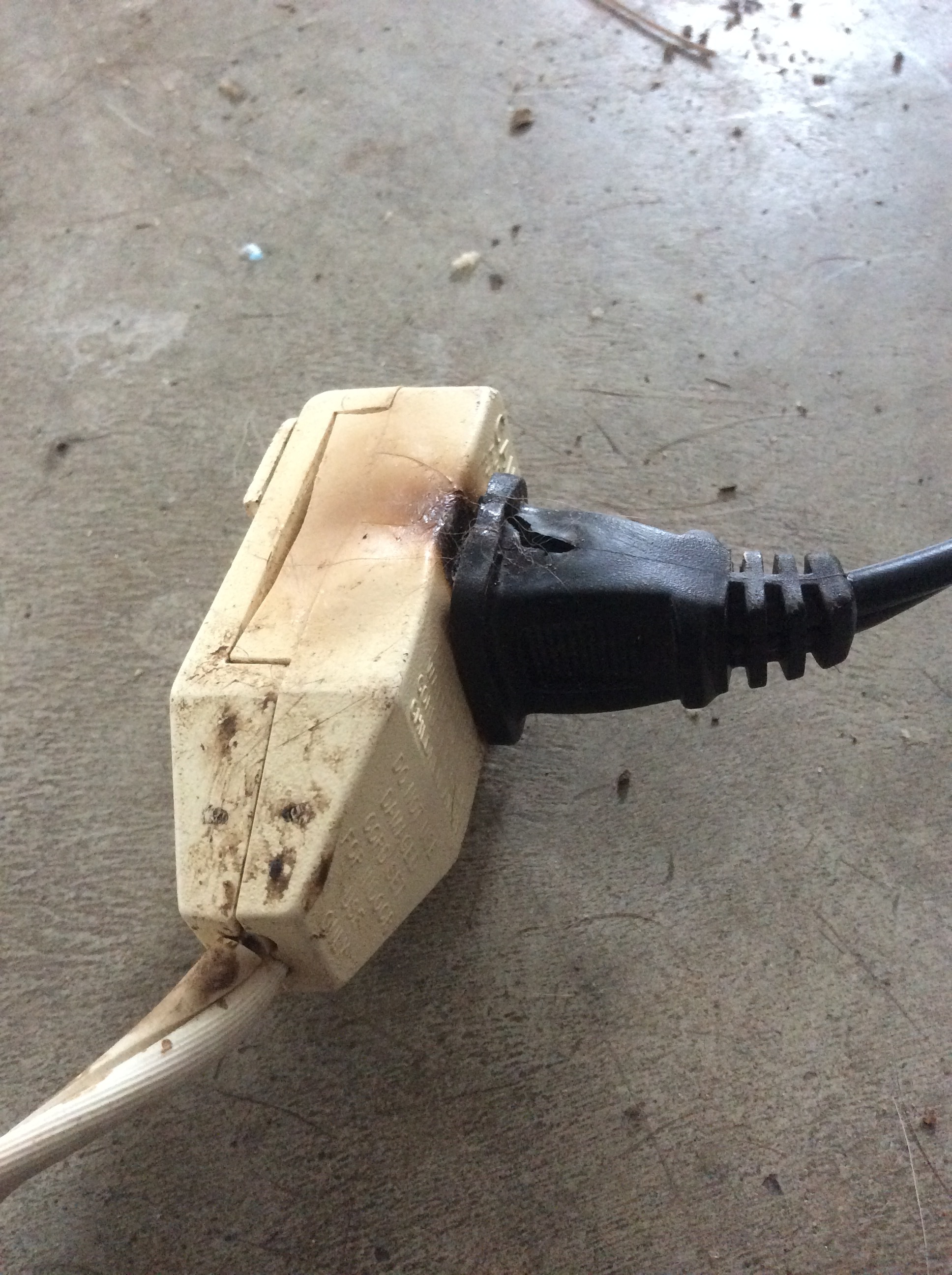 A space heater was plugged into an extension cord causing it to overheat