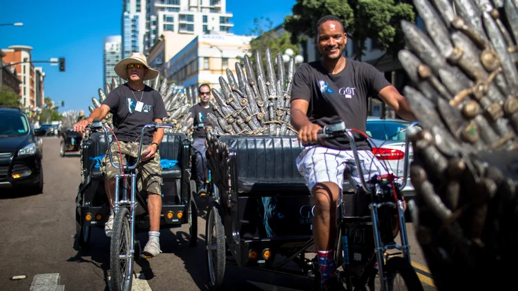 HBO Game of Thrones branded pedicabs at San Diego Comic-Con
