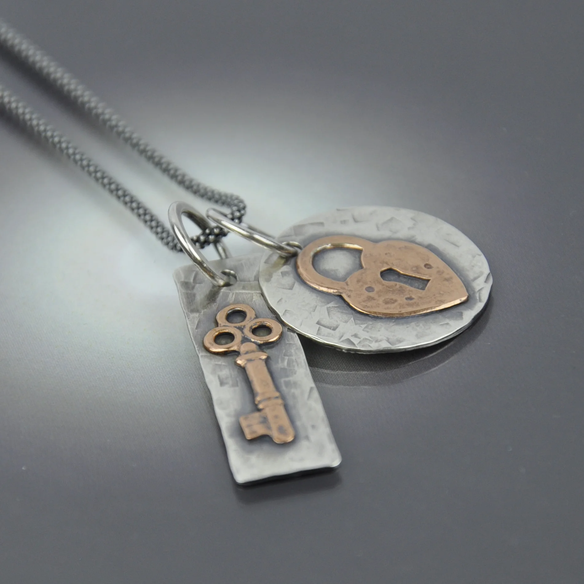 Floating Lock and Key Necklace - Handmade - CB&amp;CO