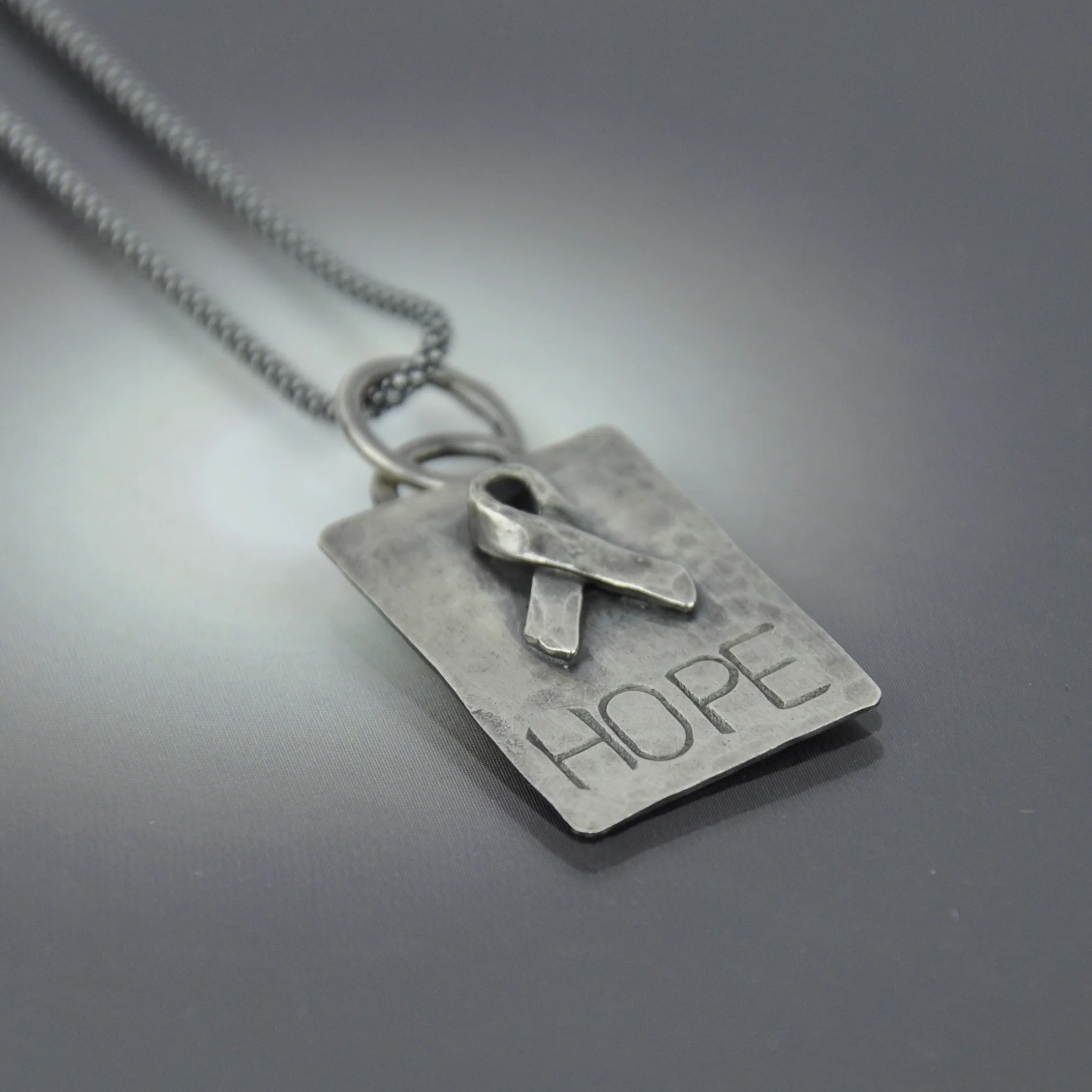 Hope Necklace - Sterling Silver - Cancer Ribbon