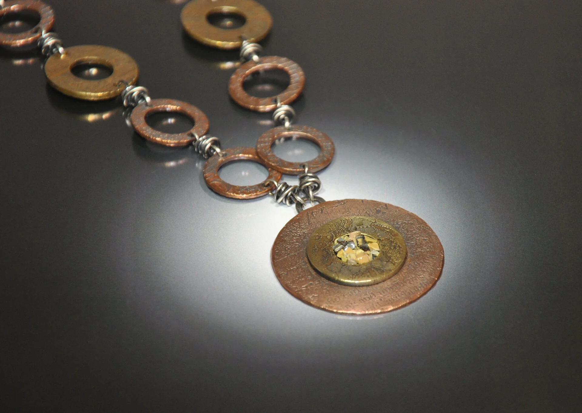 Ancient Relic Necklace - Etched Copper &amp; Brass - Handmade