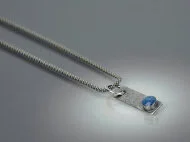Denim Stick Necklace - Sterling w/Glass
