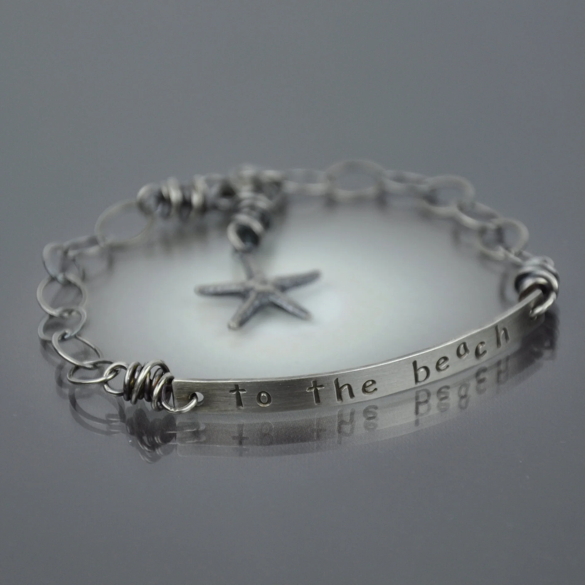 "TO THE BEACH" Sterling Bracelet - Handmade
