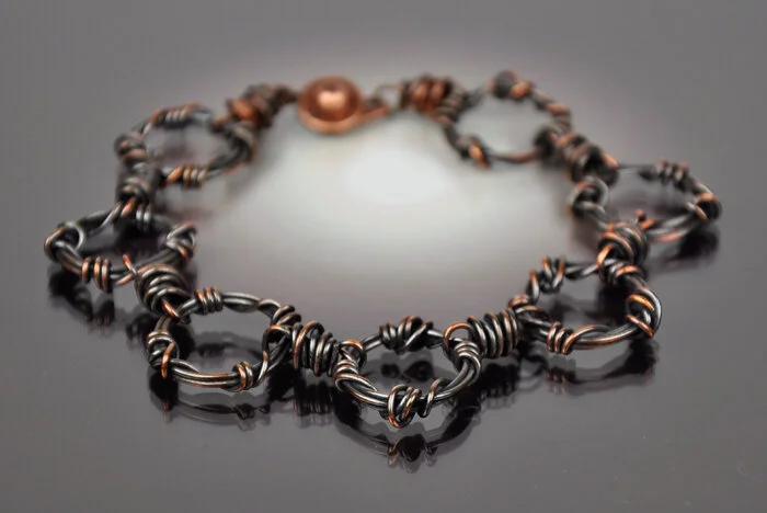 Messy Ring Copper Bracelet - Hand Wrapped