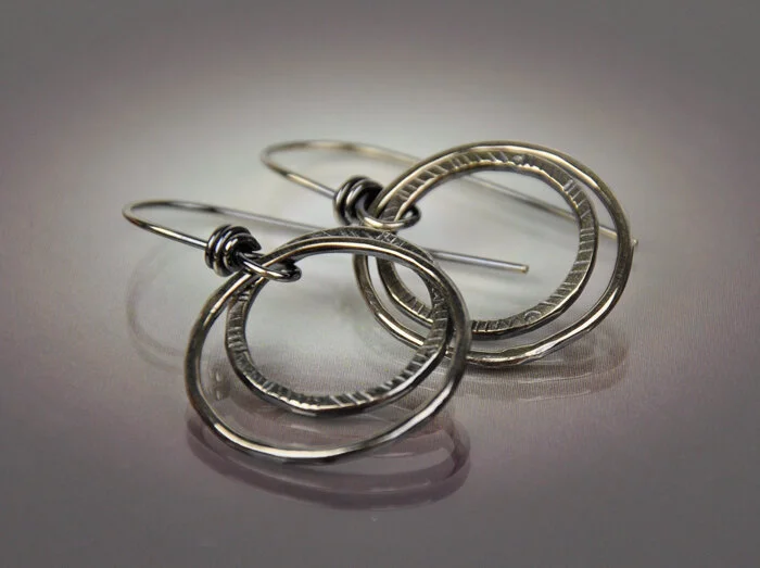 Stacked Double Hoop Earrings - Sterling