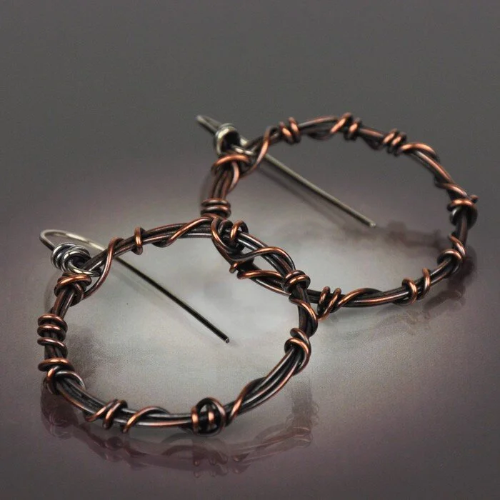 Wound Copper Earrings - Large